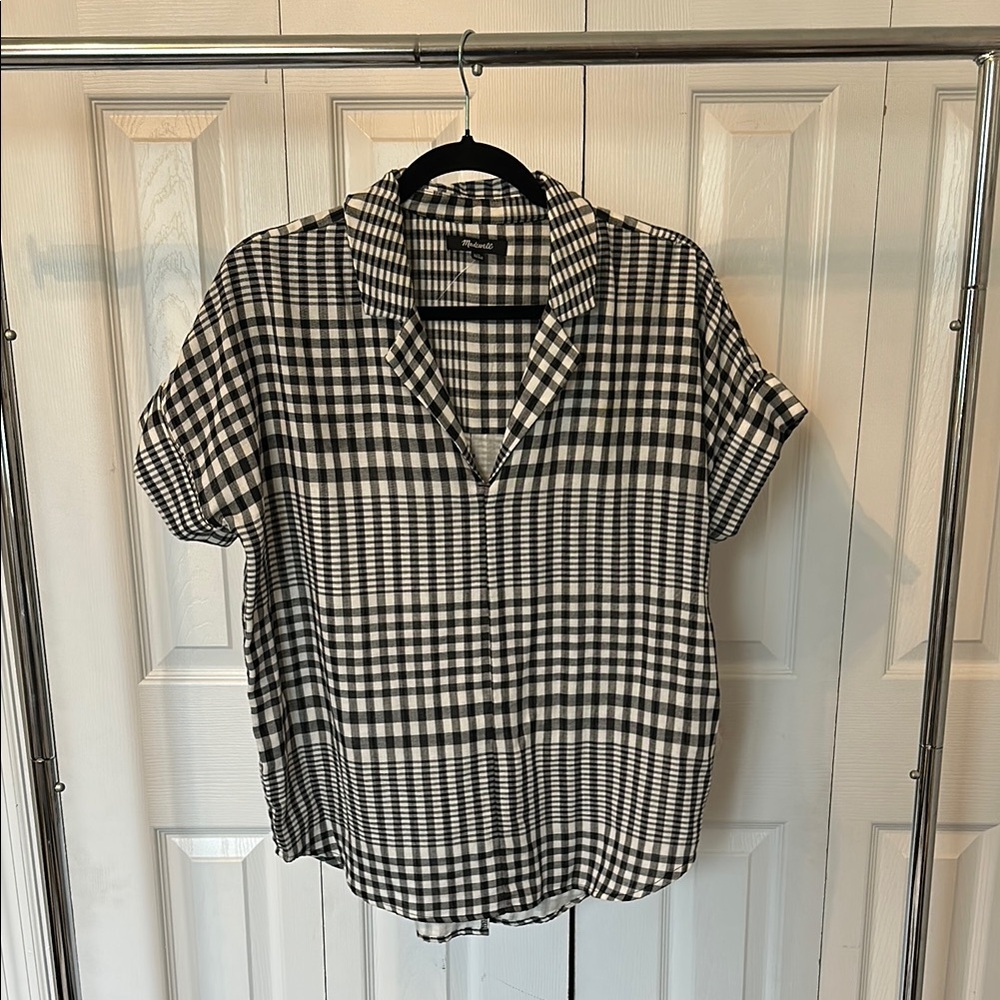 Madewell Black and White Boxy Button Down Shirt